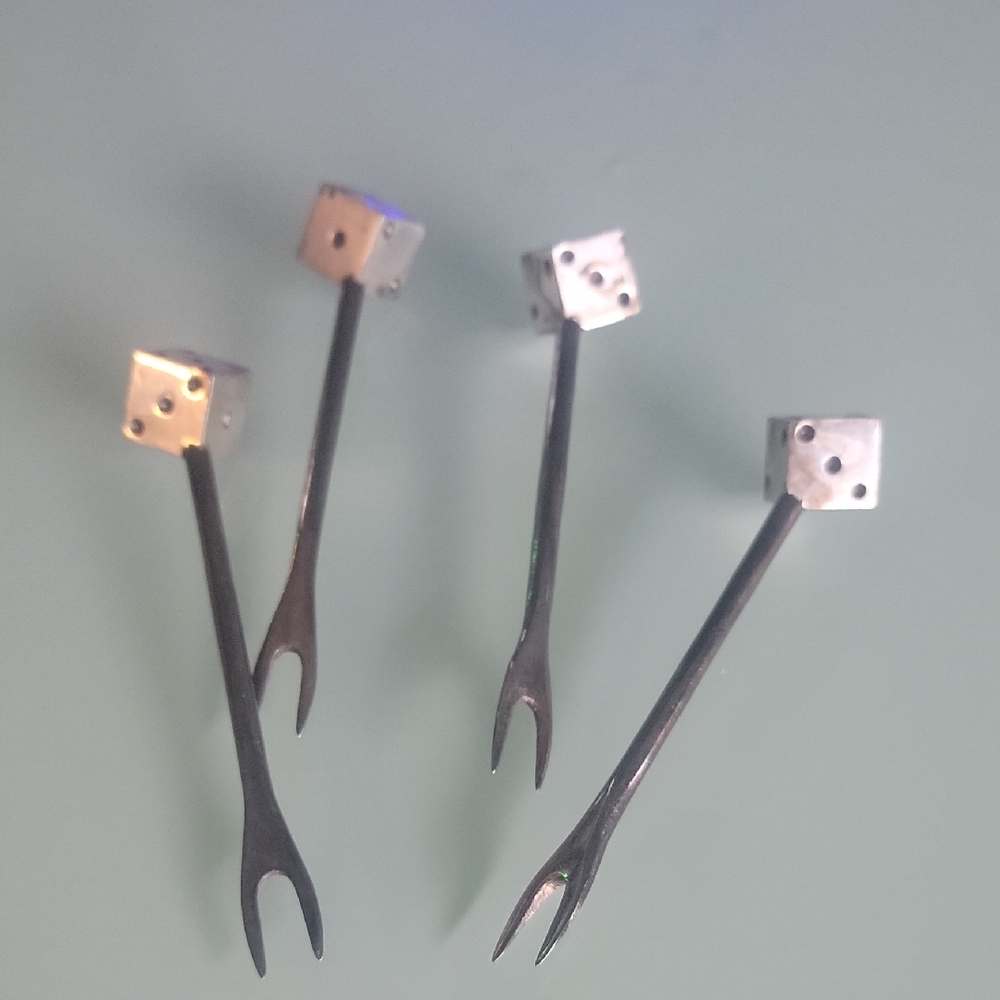 Silver Dice Cocktail Picks